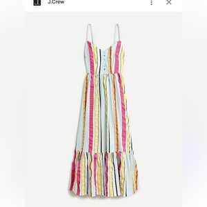 J..Crew Tiered midi dress in seersucker ribbons - size 10